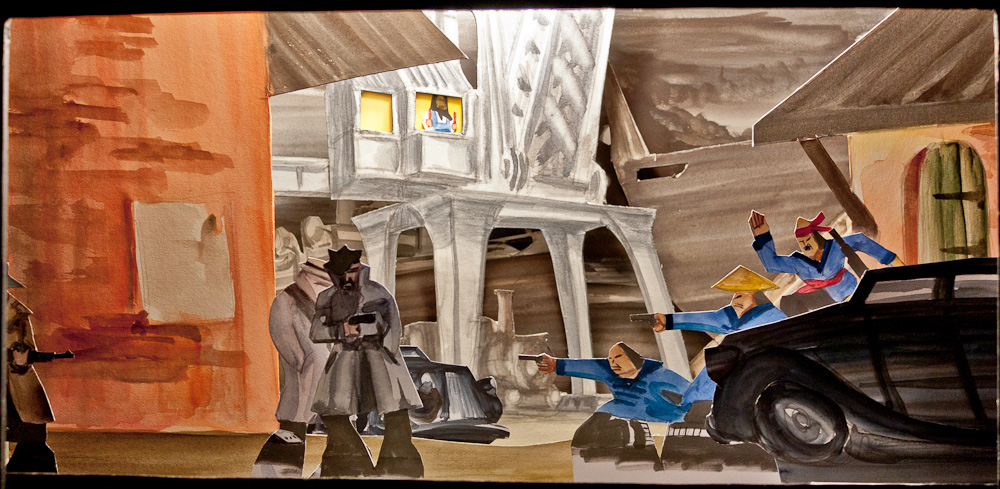 Papiertheater-Szene