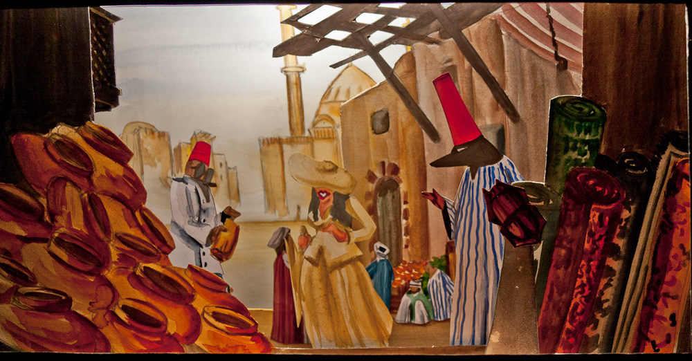 Papiertheater-Szene